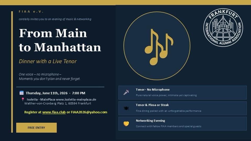 From Main to Manhattan — Ein Networking-Abend mit Live-Tenor